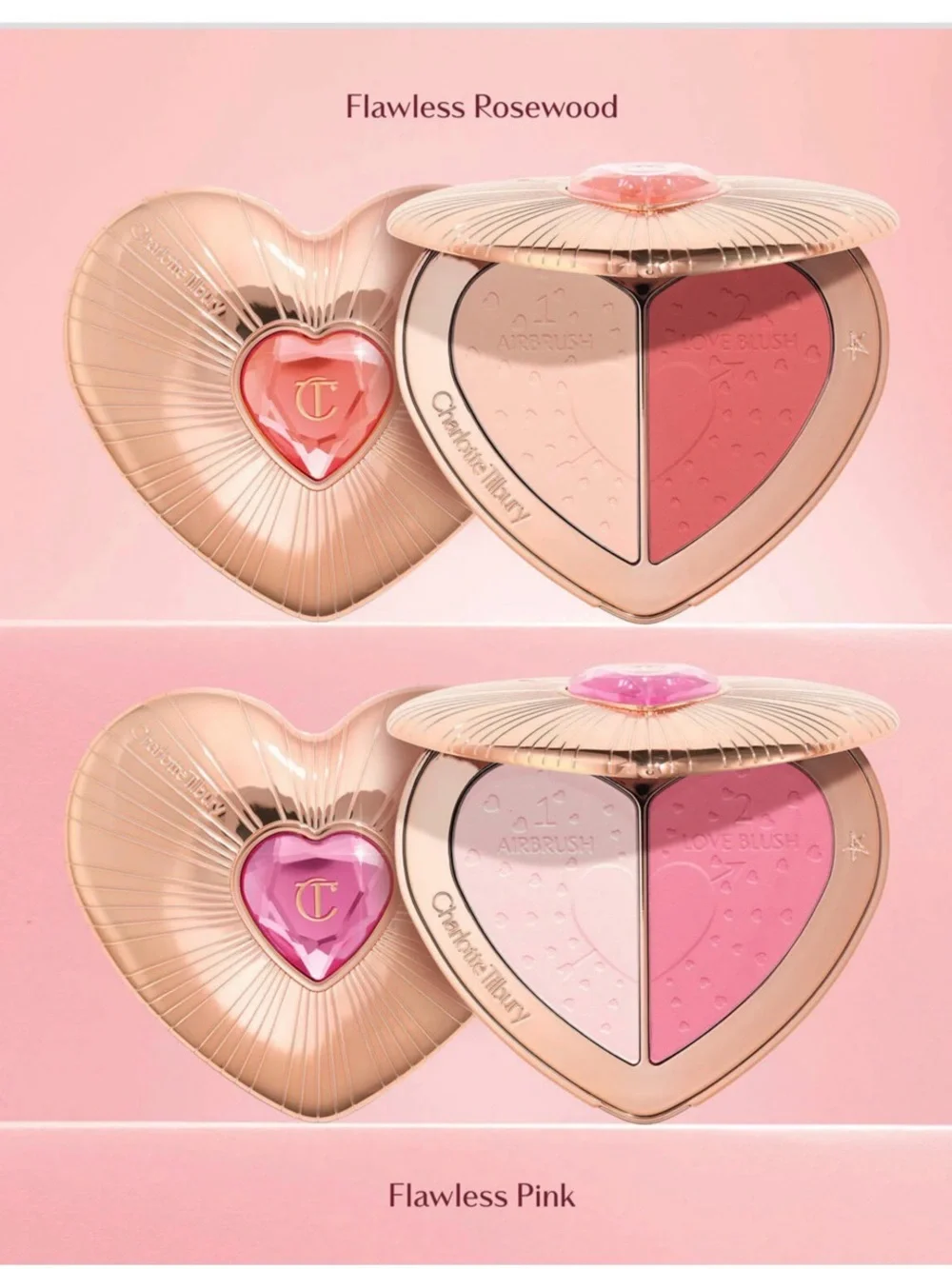 Charlotte Tilbury Roseheart Dual Blush & Airbrush Highlighter - Soft Pink Duo